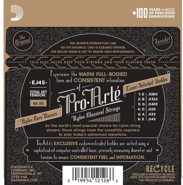Stygos klasikinei gitarai D'Addario Pro-Arté EJ45 .028