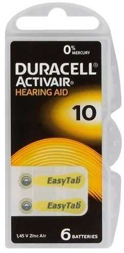 Duracell | A10/DA10/ZL10 | Zinc air cells | 6 pc(s)