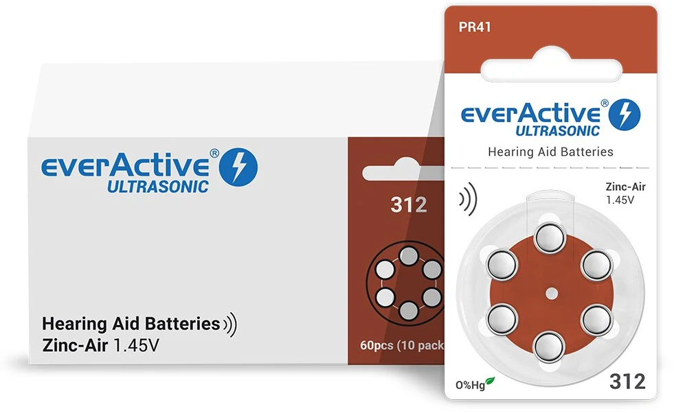 Baterija - everActive 312 Klausos Aparato Baterijos, 6 vnt.