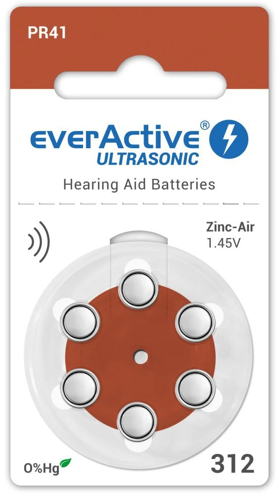 Baterija - everActive 312 Klausos Aparato Baterijos, 6 vnt.