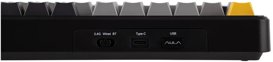 F108 Gray+Oranžinis+Deep Gray Gasket Klaviatūra with Volcano RGB Switches – AULA