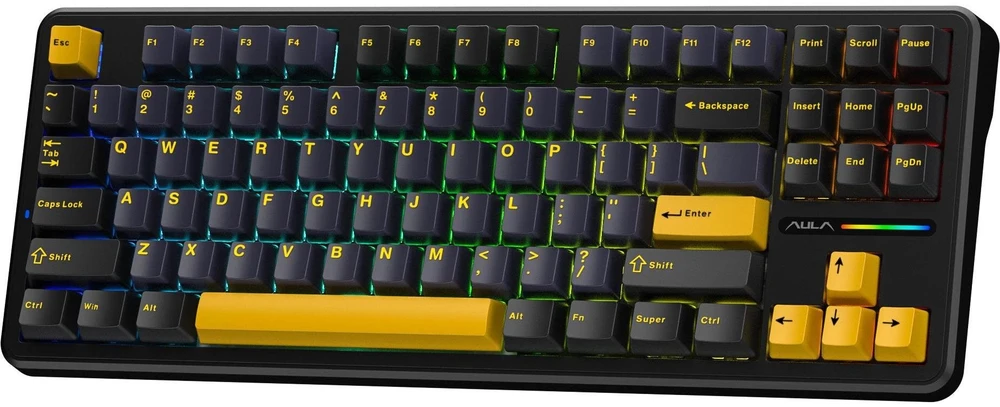 AULA Gasket F87 Thunder Juodas GrayWood RGB Klaviatūra