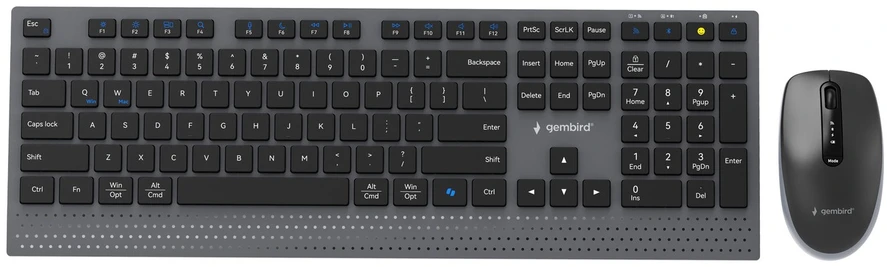 Klaviatūra Gembird KBS-WPS-02 Dual-mode slim wireless desktop set, 2.4G+BT, US išdėstymas