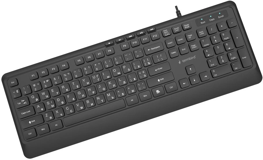 Gembird KB-MCH-05-CYRL Slim su laidu multimedia klaviatūra, juodas, RU išdėstymas
