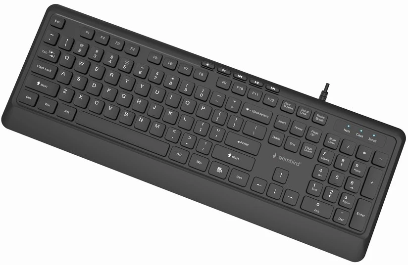 Gembird KB-MCH-05 Slim su laidu multimedia klaviatūra, juodas, US išdėstymas