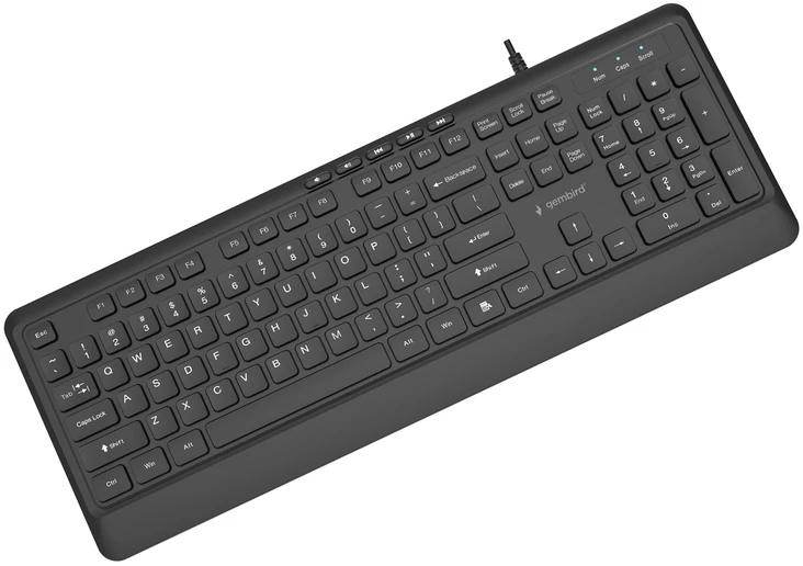 Gembird KB-MCH-05 Slim su laidu multimedia klaviatūra, juodas, US išdėstymas