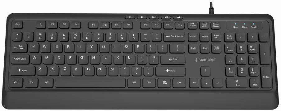 Gembird KB-MCH-05 Slim su laidu multimedia klaviatūra, juodas, US išdėstymas