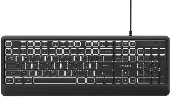 Gembird KB-UML-04 Slim su laidu backlight klaviatūra, juodas, US išdėstymas