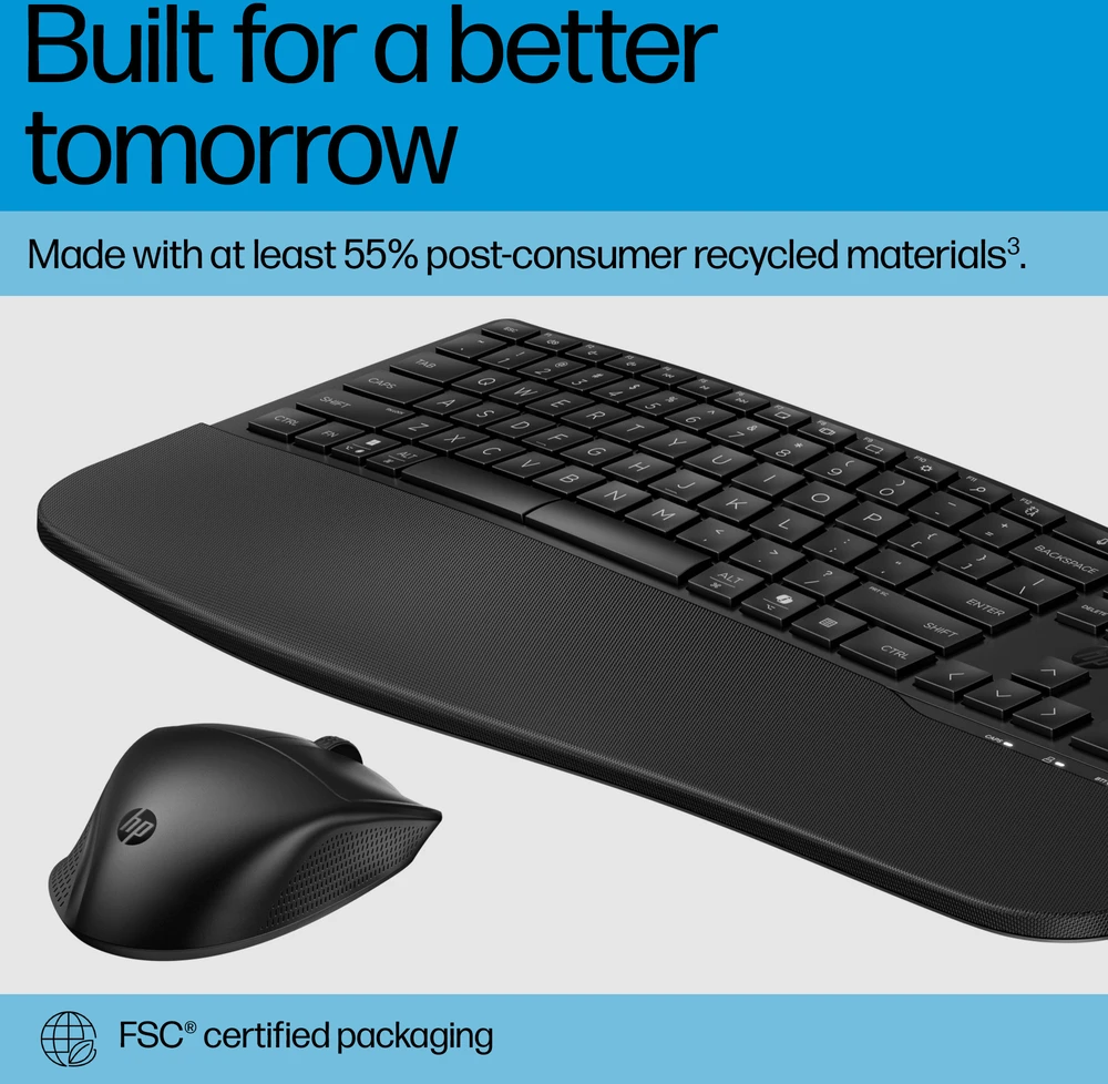 HP 685 Comfort Dual-Mode Klaviatūra ir pelė Combo, spill resistant - Juodas - US ENG