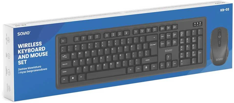 Savio KB-03 klaviatūra su pele Home/Office USB QWERTY US English Juodas