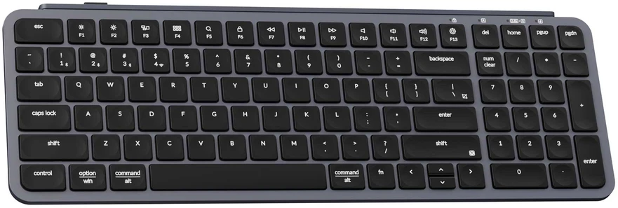 Klaviatūra - Keychron B2 Pro Wireless QWERTY Ultra Low Profile Scissor Switch Kosminė pilka
