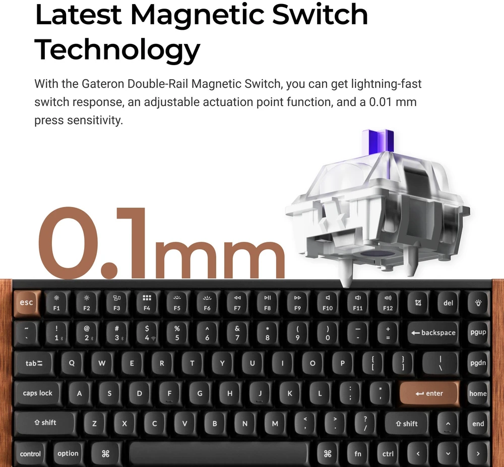 Klaviatūra - Keychron K2 HE SE Belaidė Mechaninė RGB Klaviatūra, Anglies Juoda