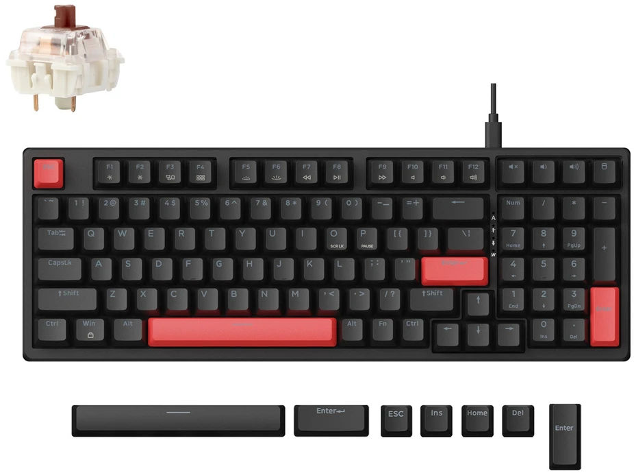 Keychron Lemokey X5 (X5-A3) – US išdėstymas – Tactile Brown Switches – Juodas (Juoda) Mechaninė Žaidimų Klaviatūra