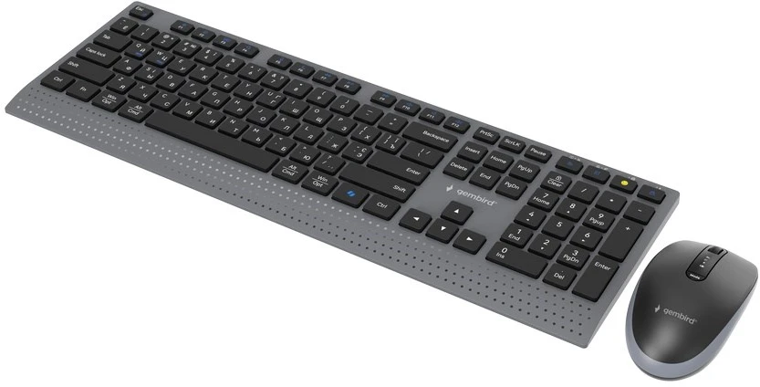 Klaviatūra Gembird KBS-WPS-02-CYRL Dual-mode slim wireless desktop set, 2.4G+BT, RU išdėstymas