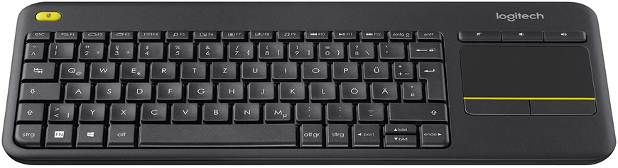 Belaidė klaviatūra Logitech K400 Plus su jutikliniu kilimėliu, DE išdėstymas, Juoda