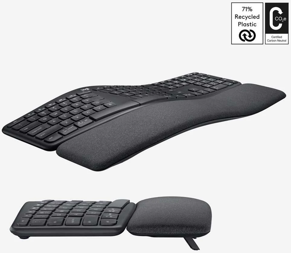 Logitech ERGO K860 belaidė klaviatūra, grafito spalvos, JAV tarptautinis išdėstymas (Qwerty)