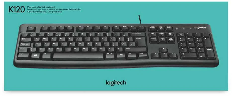Logitech klaviatūra K120 su laidu, US/INT išdėstymas
