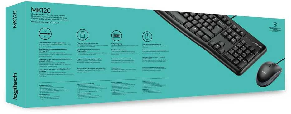 Laidinis klaviatūros ir pelės komplektas Logitech MK120, International išdėstymas