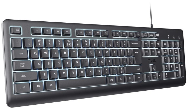 Klaviatūra - Trust Primo USB QWERTY klaviatūra su 104 klavišais reguliuojamas apšvietimas juoda
