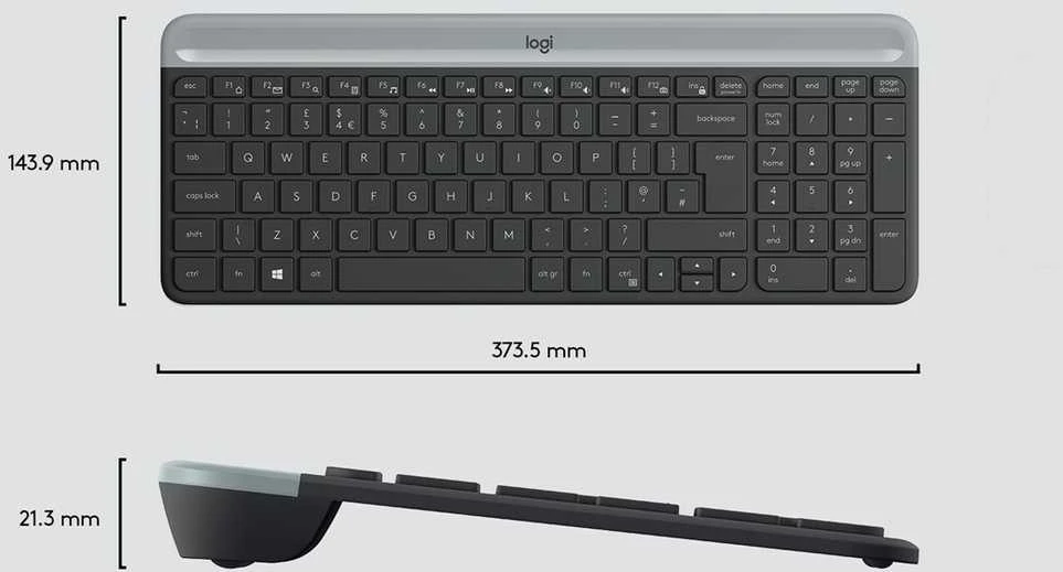 Logitech MK470 Slim Wireless Combo, belaidė klaviatūra ir pelė, US išdėstymas, Grafito spalvos