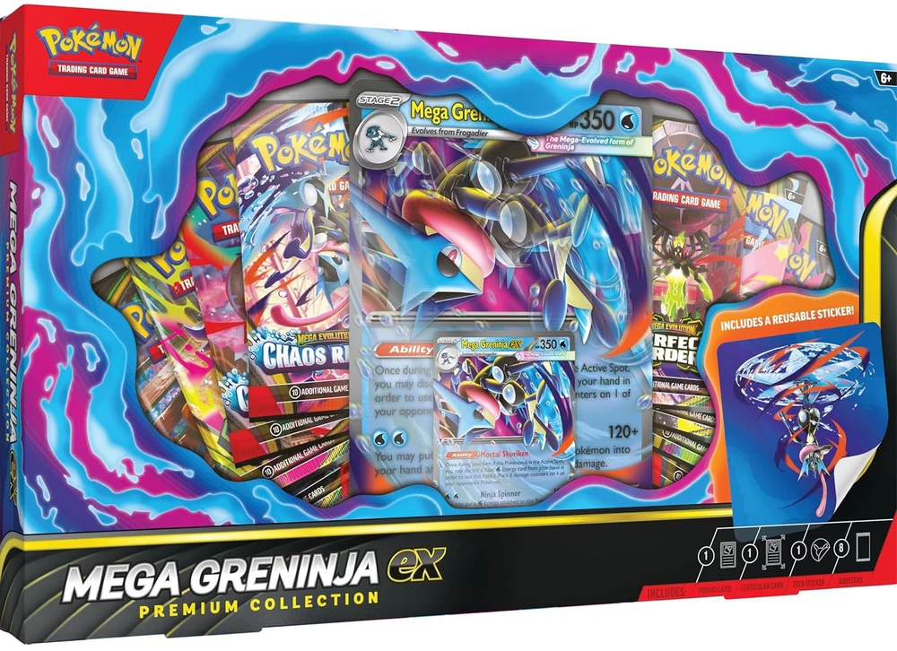 Kolekcinio kortų žaidimo papildymo pakelis - Pokémon Mega Greninja ex Premium Collection Set