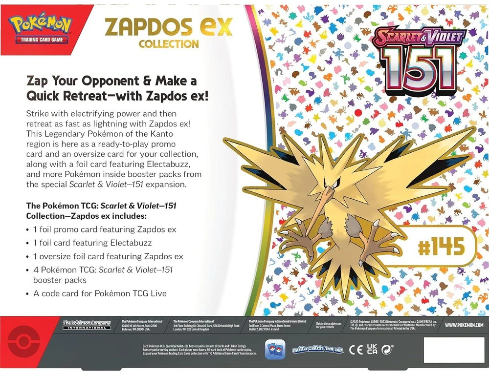 Kolekcinis kortų žaidimas - Pokémon Scarlet & Violet—151 Zapdos ex Box Set