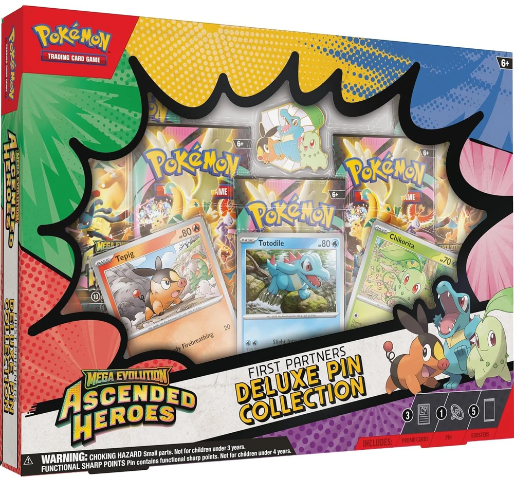 The Pokemon Company Kolekcinis kortų žaidimo rinkinys - Pokémon Mega Evolution Ascended Heroes Deluxe Pin Collection With 3 Promo Cards And 5 Booster Packs - Multi-color