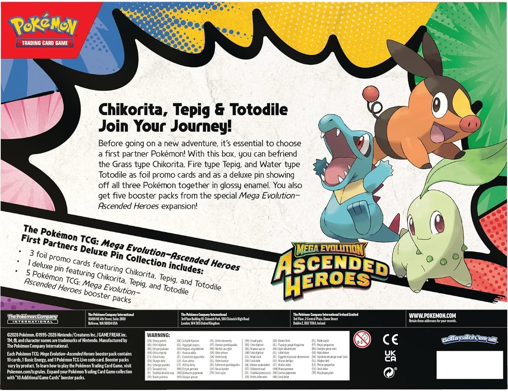 The Pokemon Company Kolekcinis kortų žaidimo rinkinys - Pokémon Mega Evolution Ascended Heroes Deluxe Pin Collection With 3 Promo Cards And 5 Booster Packs - Multi-color