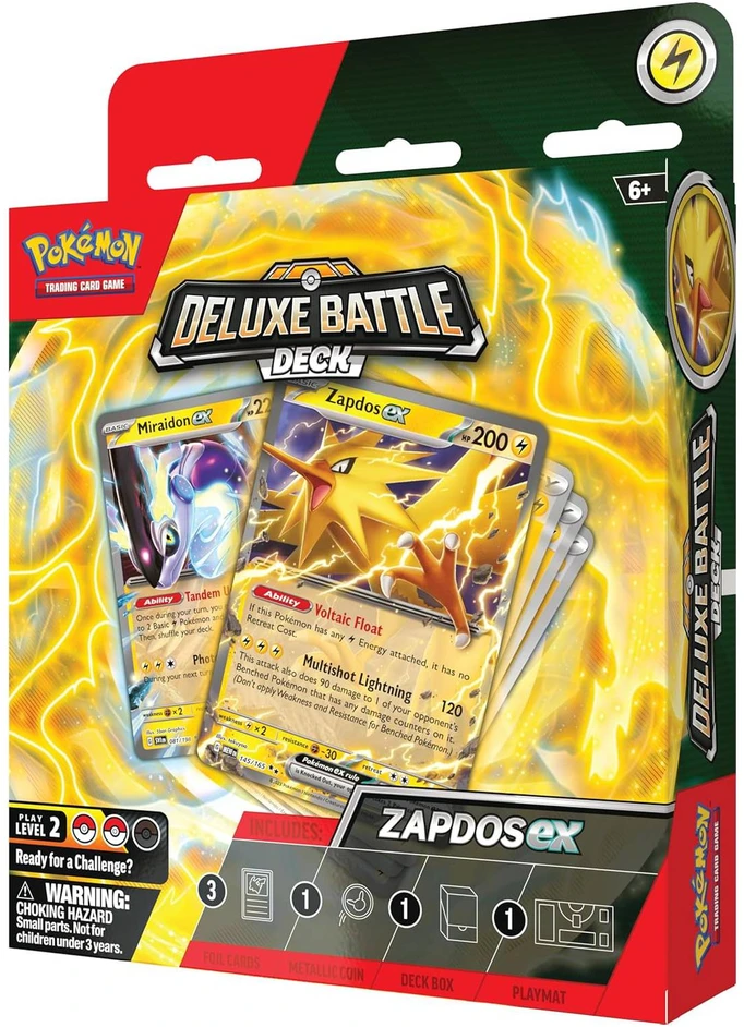 Kolekcionuojamos Kortelės - Pokémon Deluxe Battle Deck Zapdos 60 Cards, Playmat, Metal Coin