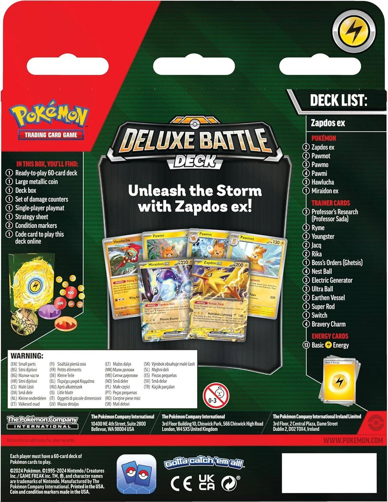 Kolekcionuojamos Kortelės - Pokémon Deluxe Battle Deck Zapdos 60 Cards, Playmat, Metal Coin
