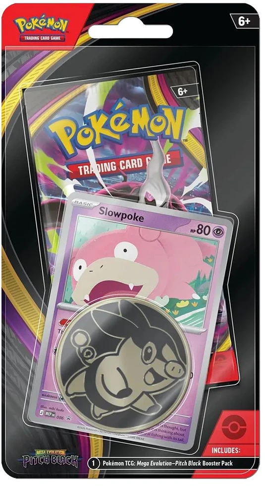 Kolekcionuojamos Kortelės - Pokémon Mega Evolution Pitch Juodas Checklane Blister with Slowpoke Card and Coin