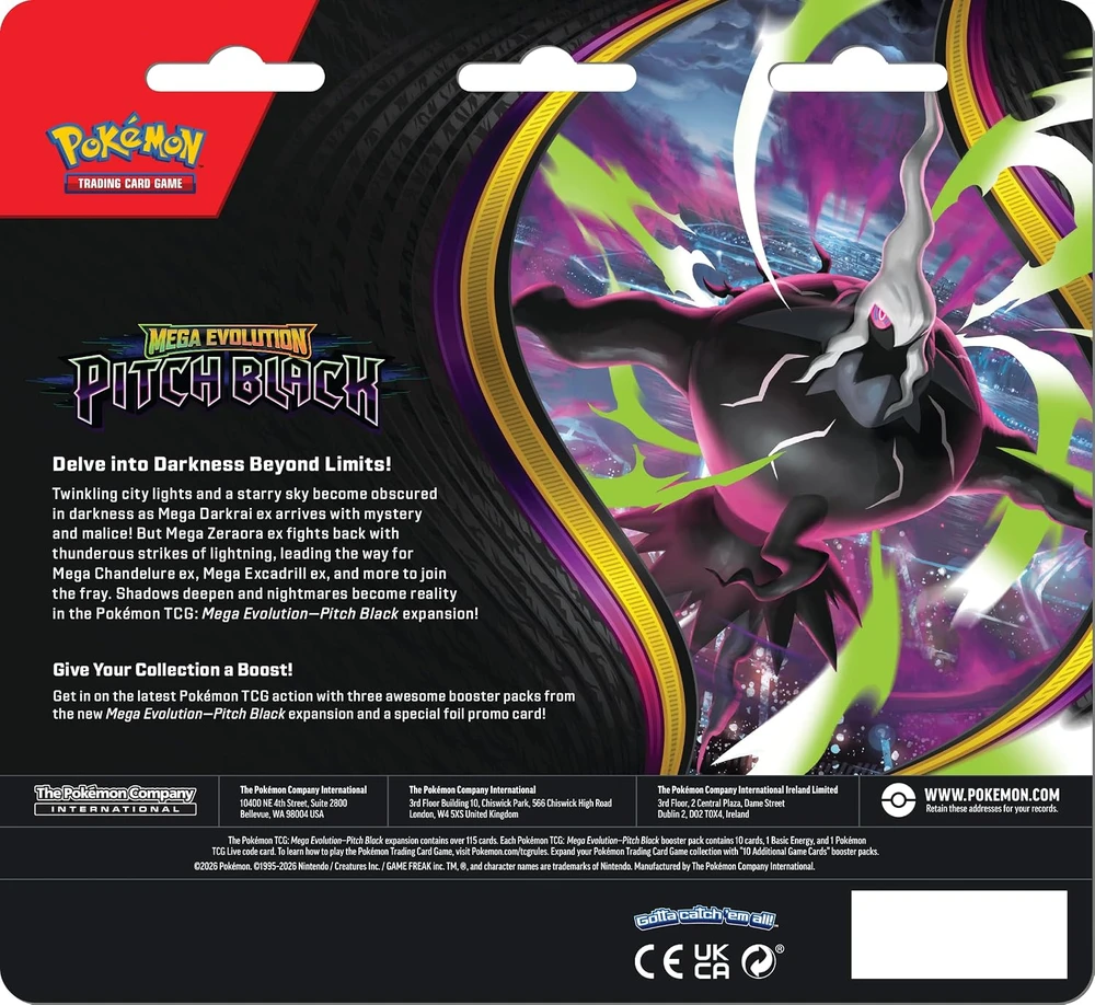 Kolekcionuojamos Kortelės - Pokémon Mega Evolution Pitch Juodas 3-Pack Blister Binacle