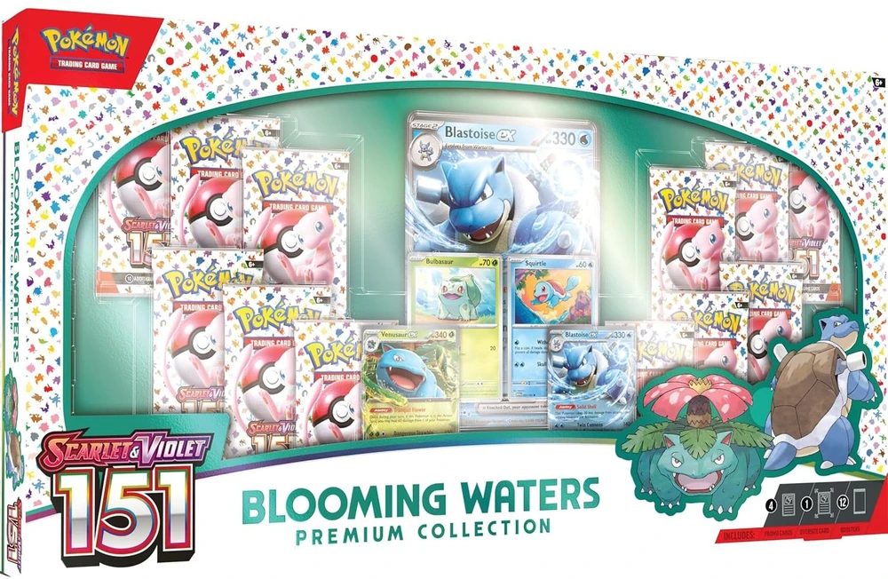 Kolekcionuojamos Kortelės - Pokémon Scarlet & Violet 151 Blooming Waters Premium Collection, 12 Booster Packs