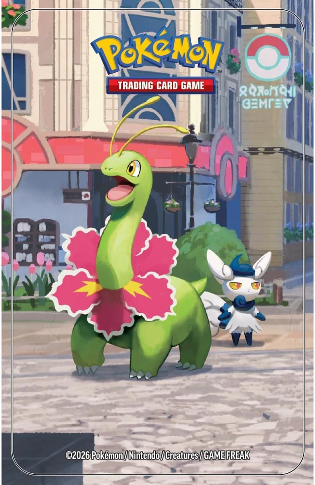 Kolekcionuojamos Kortelės - Pokémon TCG Lumiose City Mini Tin Meganium Su 2 Booster Pakeliais, Lipduko Lapu, Kodo Kortele