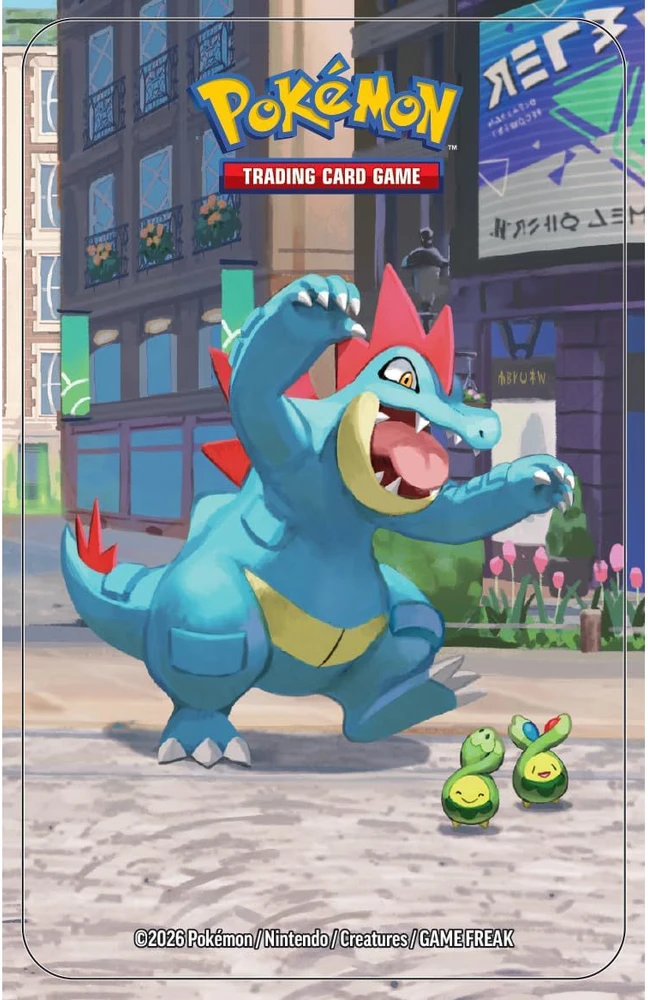 Kolekcionuojamos Kortelės - Pokémon TCG Lumiose City Mini Tin Feraligatr, 2 Booster Packs, Sticker Sheet