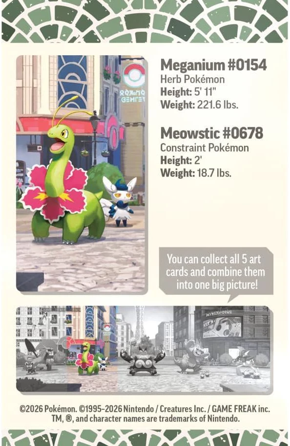 Kolekcionuojamos Kortelės - Pokémon TCG Lumiose City Mini Tin Meganium Su 2 Booster Pakeliais, Lipduko Lapu, Kodo Kortele