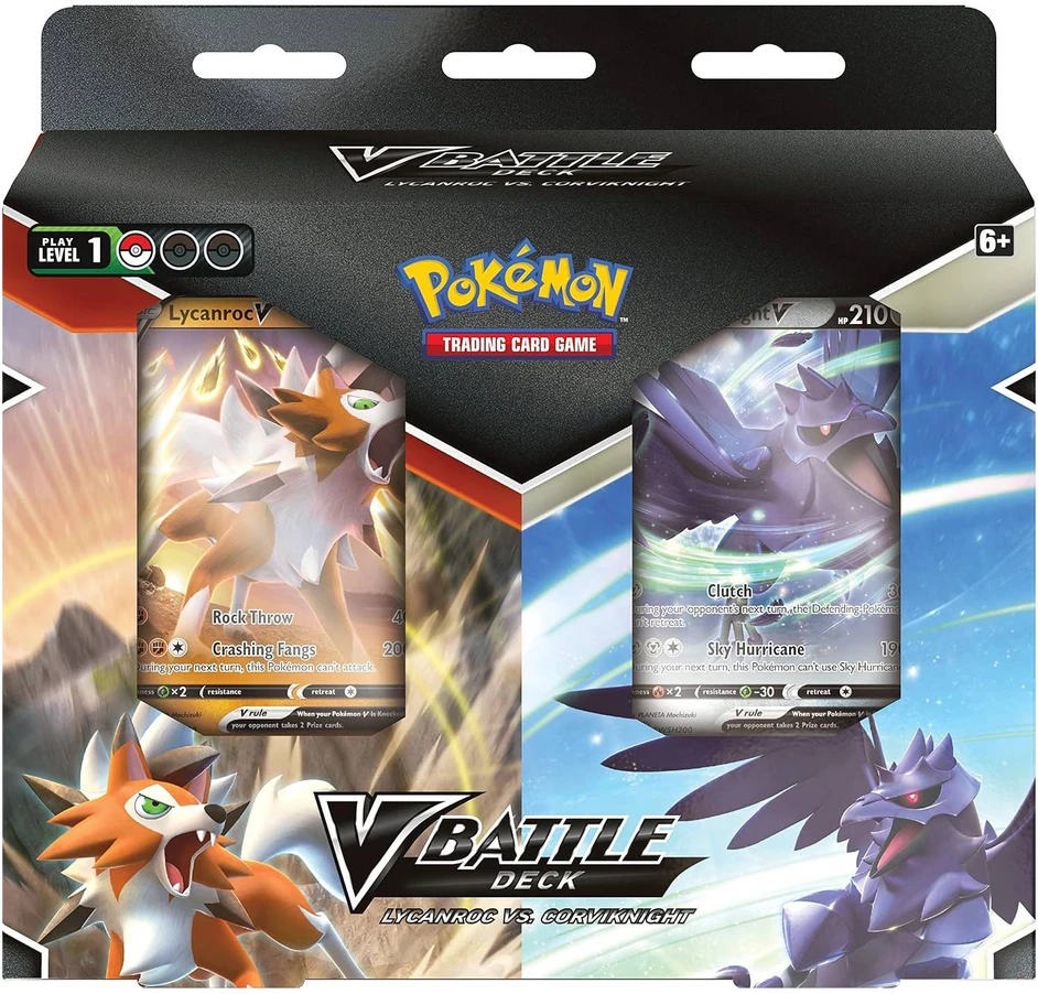 Kolekcionuojamos Kortelės - Pokémon TCG: V Battle Deck Lycanroc Vs. Corviknight 2 Decks