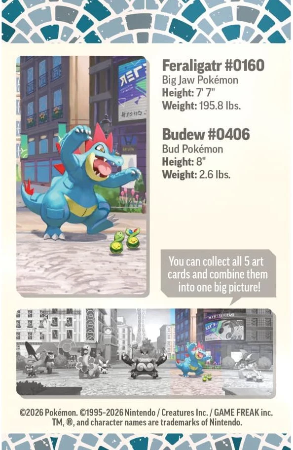 Kolekcionuojamos Kortelės - Pokémon TCG Lumiose City Mini Tin Feraligatr, 2 Booster Packs, Sticker Sheet