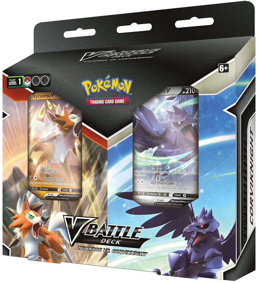 Kolekcionuojamos Kortelės - Pokémon TCG: V Battle Deck Lycanroc Vs. Corviknight 2 Decks