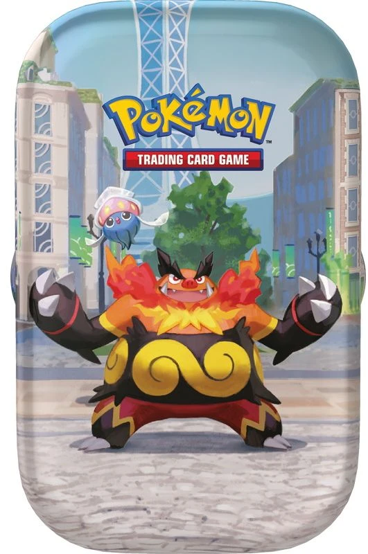 Kolekcionuojamos Kortelės - Pokémon TCG Lumiose City Mini Tin Emboar, 2 Booster Packs, Sticker Sheet, Kodo kortelė