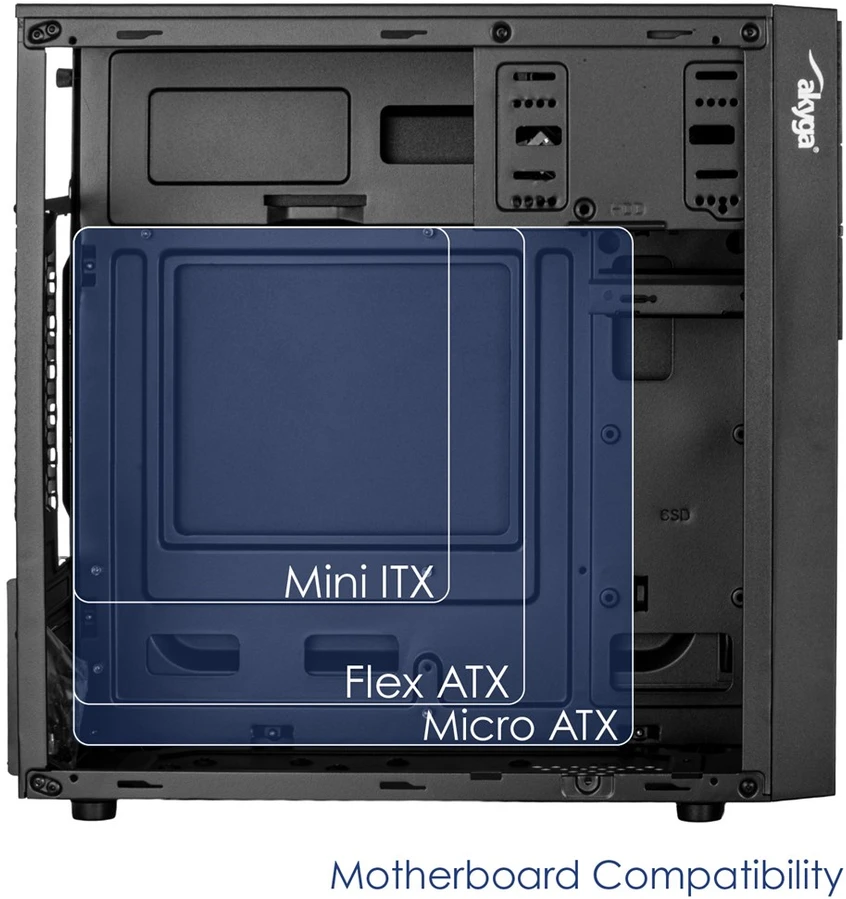 Akyga Micro ATX korpusas AK19BK USB-C + USB 3.0 + 2x USB 2.0 juodas be maitinimo bloko Micro Tower Juodas