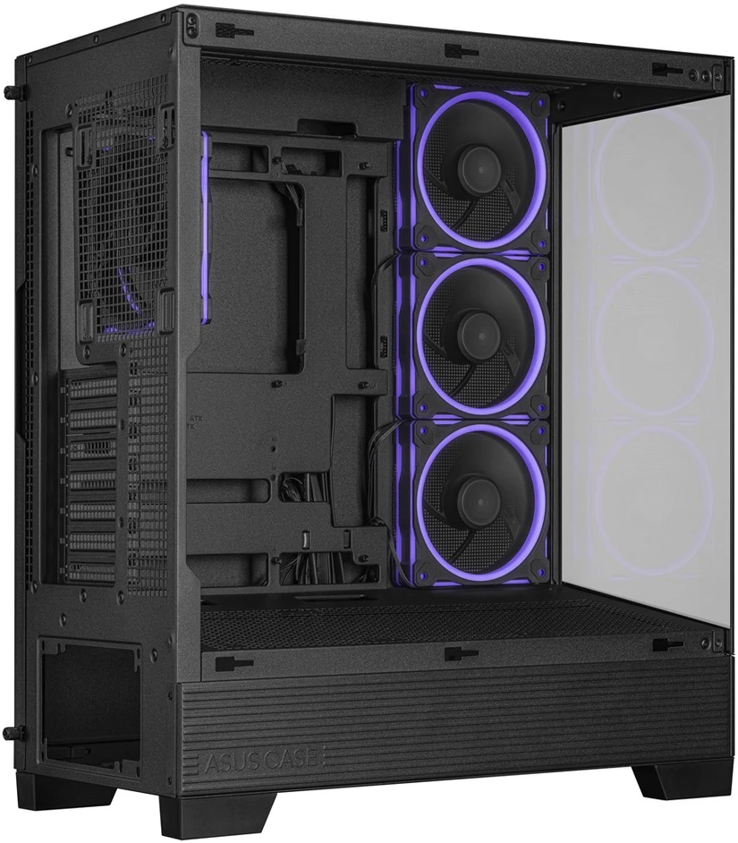 ASUS A31 PLUS TG ARGB kompiuterio korpusas Midi Tower su skaidriu šoniniu langu, suderinamas su ATX / BTX / MicroATX / Mini-ITX, juodos spalvos