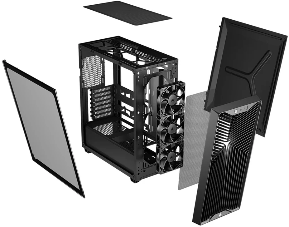 „Corsair 3200D RS“ kompiuterio korpusas, vidutinio dydžio bokštas, ATX, grūdintas stiklas – Juodas