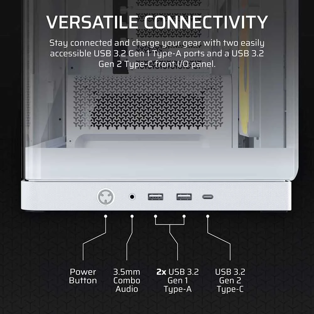 „Corsair FRAME 4500X LX-R RGB“ kompiuterio korpusas, vidutinio dydžio bokštas, E-ATX, grūdintas stiklas – Baltas