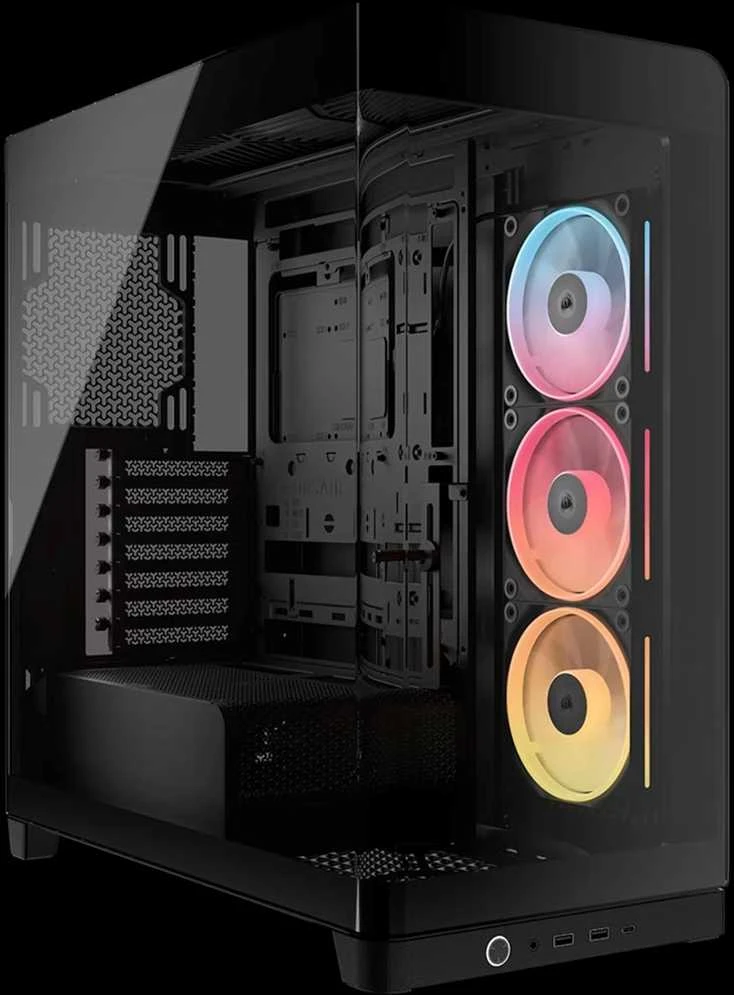 „Corsair FRAME 4500X LX-R RGB“ kompiuterio korpusas, „Mid-Tower“, E-ATX, grūdintas stiklas – Juodas