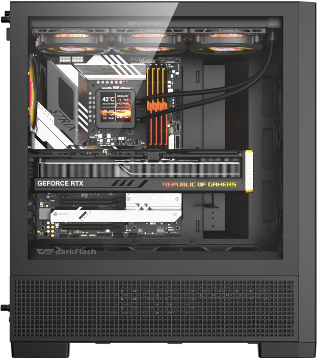 DarkFlash AIRNOVA computer case (juodas) + 3 fans