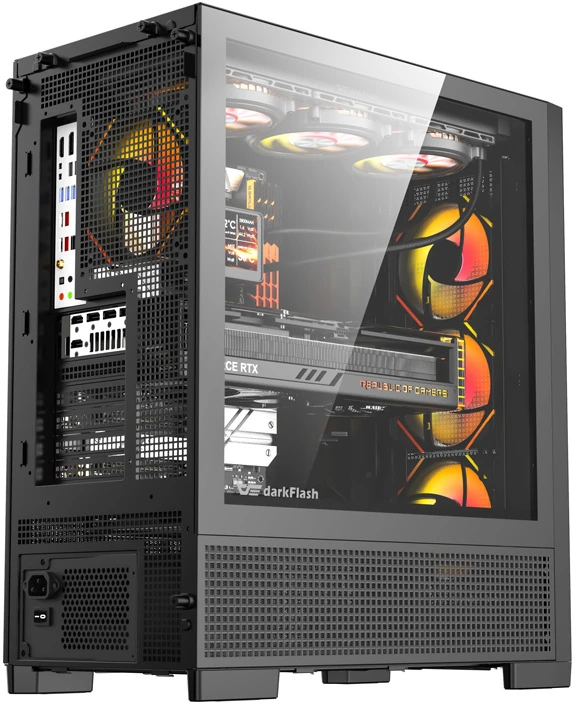 DarkFlash AIRNOVA computer case (juodas) + 3 fans