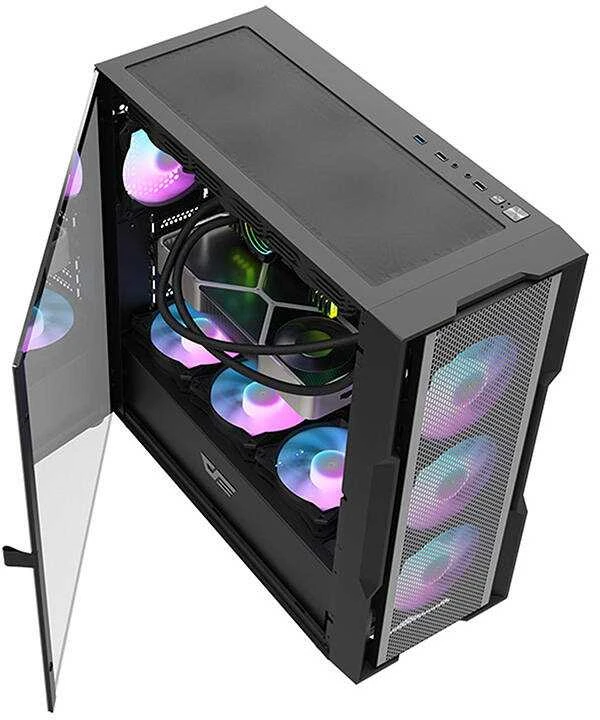 Darkflash DK431 Mesh kompiuterio korpusas + 4 ARGB ventiliatoriai - juodas