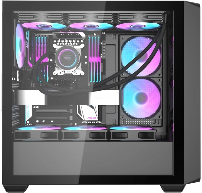 Darkflash DS900WD computer case (juodas) + 4 fans