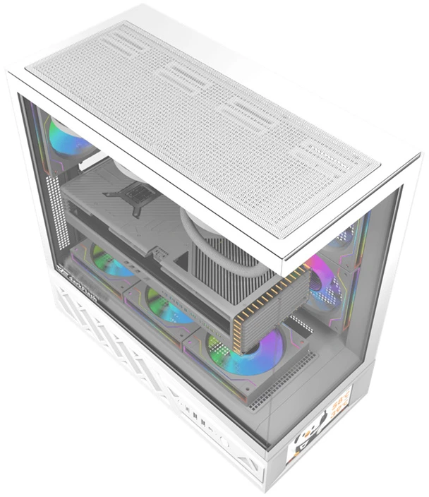 „DarkFlash DS950V“ kompiuterio korpusas su ekranu (baltas) + 6 ventiliatoriais